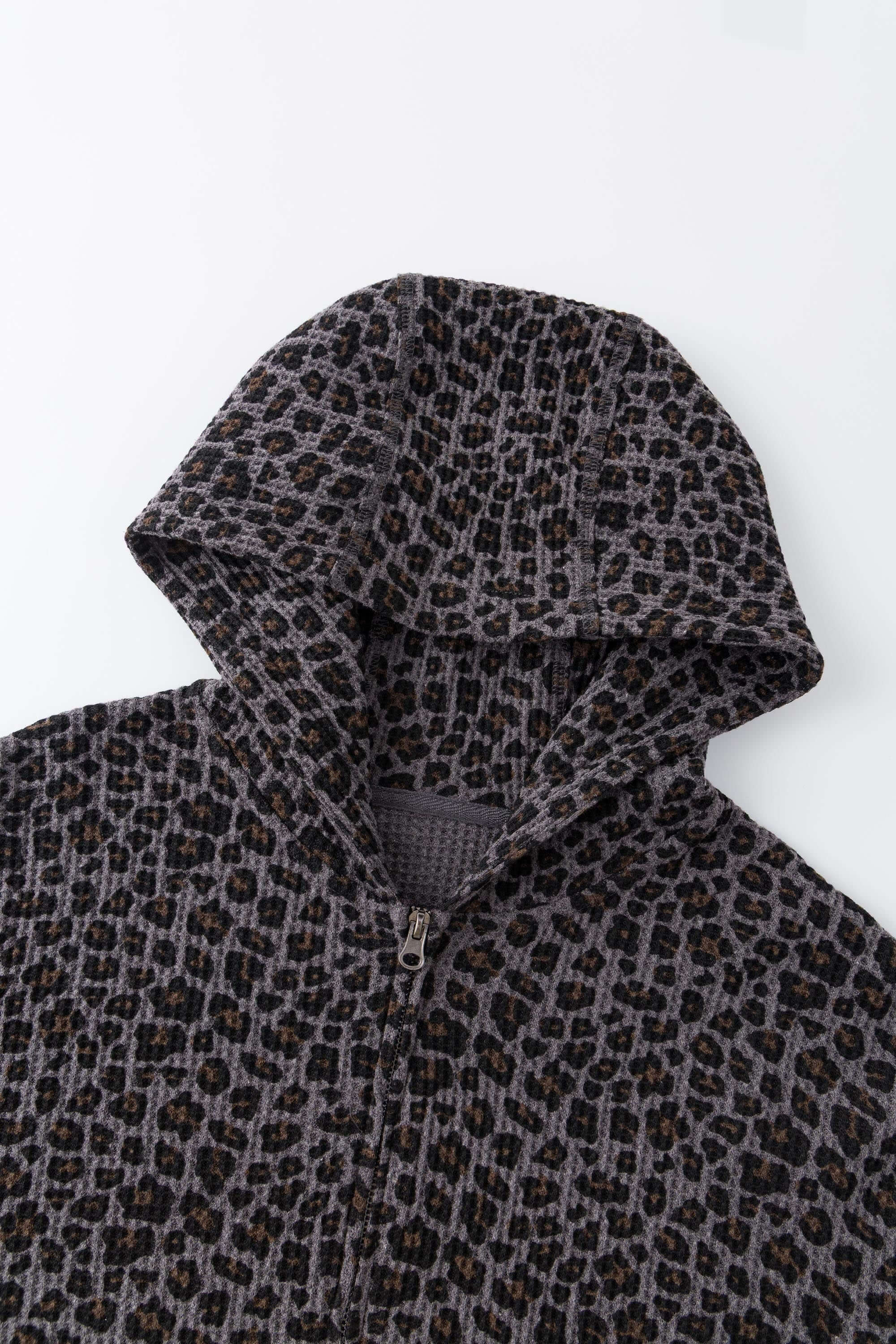Leopard Waffle Zip Up | Animal Print Two-Way Zipper Hoodie – SSSTUFFF