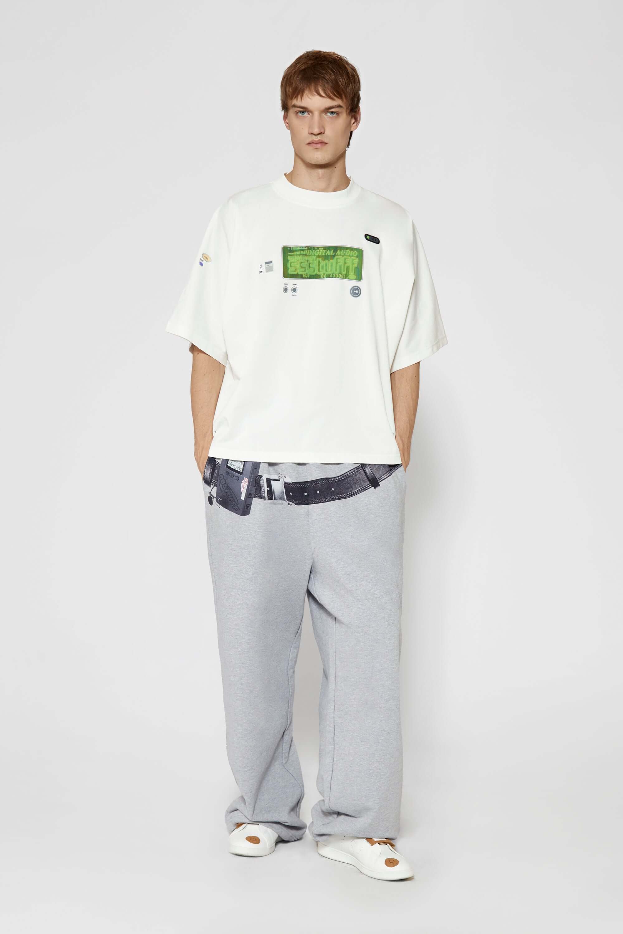 Music Player Sweatpants | Cassette Player Print French Terry