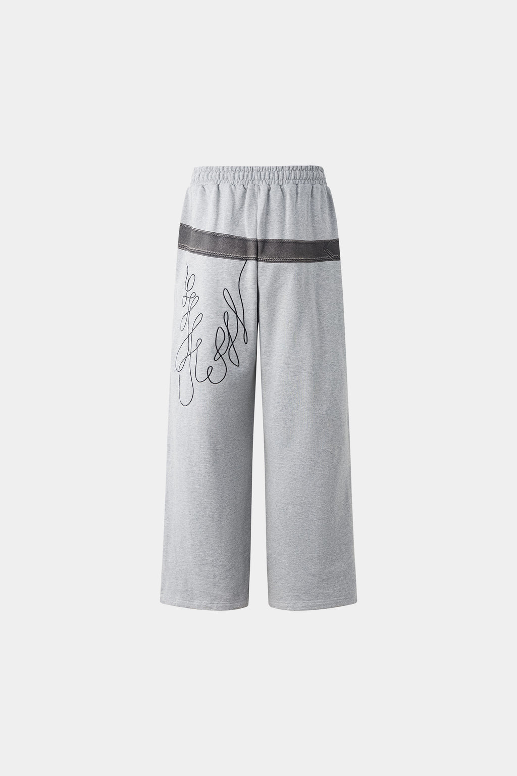 Gray wide-leg pants with a walkman belt on a grey background