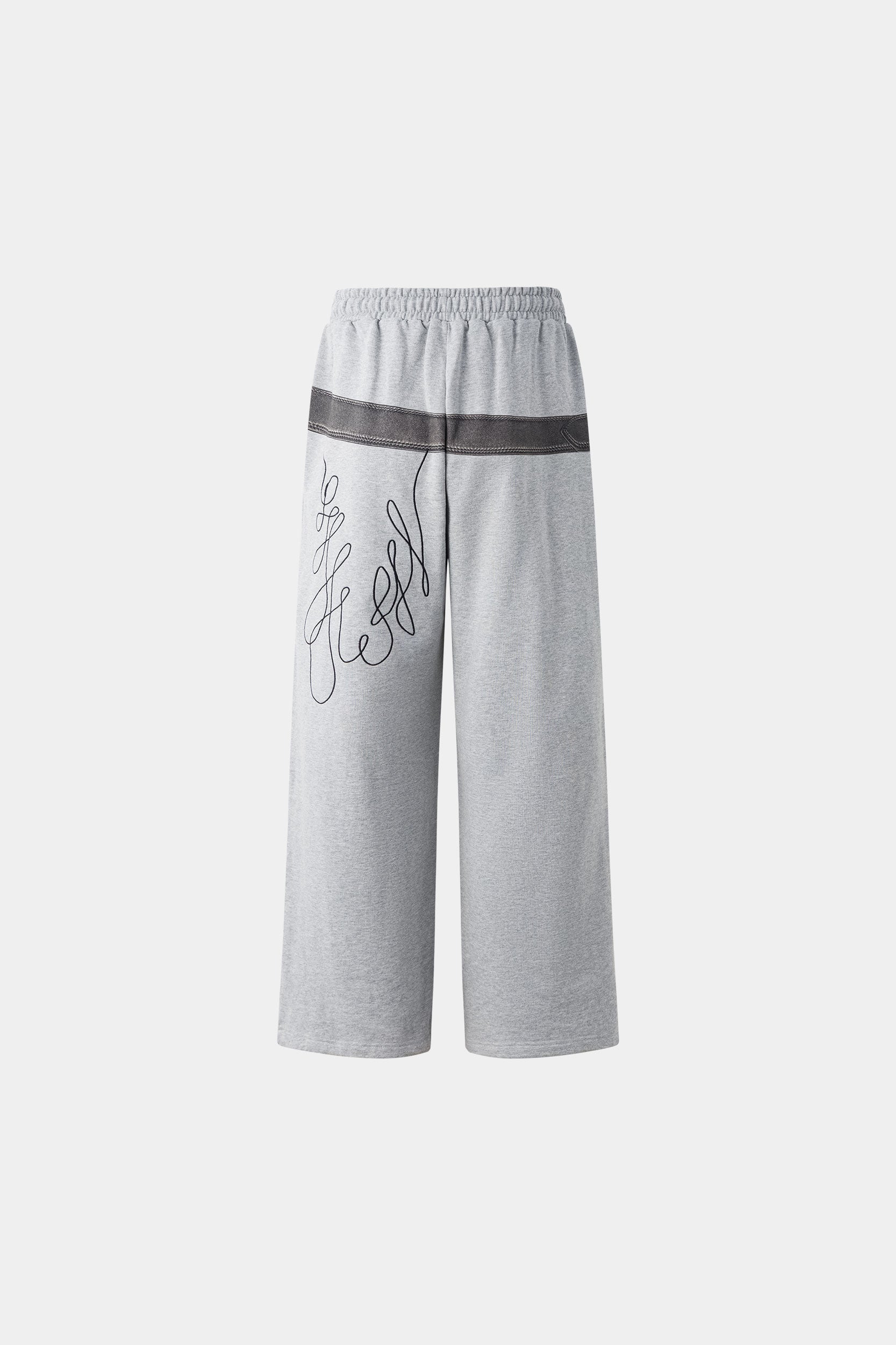 Gray wide-leg pants with a walkman belt on a grey background