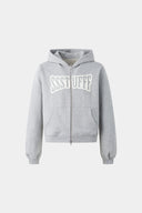 Gray hoodie with 'SSSTUFF' that changed color with UV light