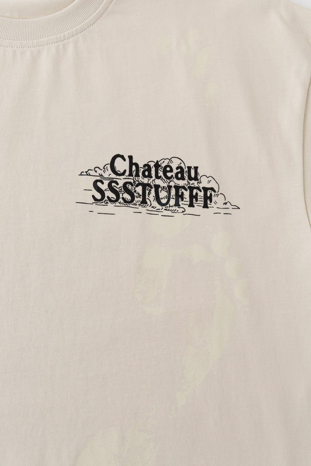 Close-up of the small Chateau SSSTUFFF chest logo.