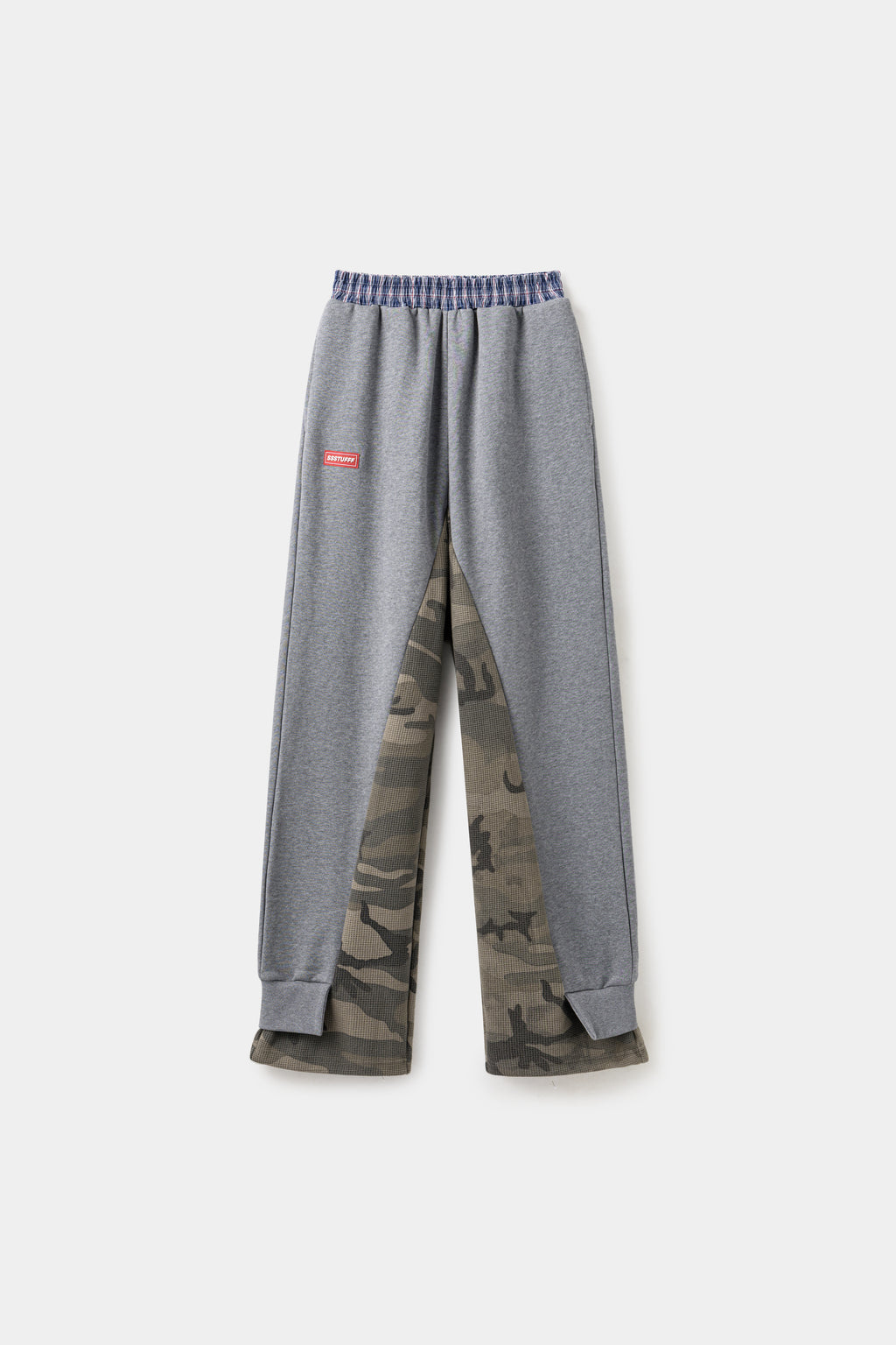 Layered Waffle Camo Pants in grey, worn over a waffle camo layer that shows at the hem.