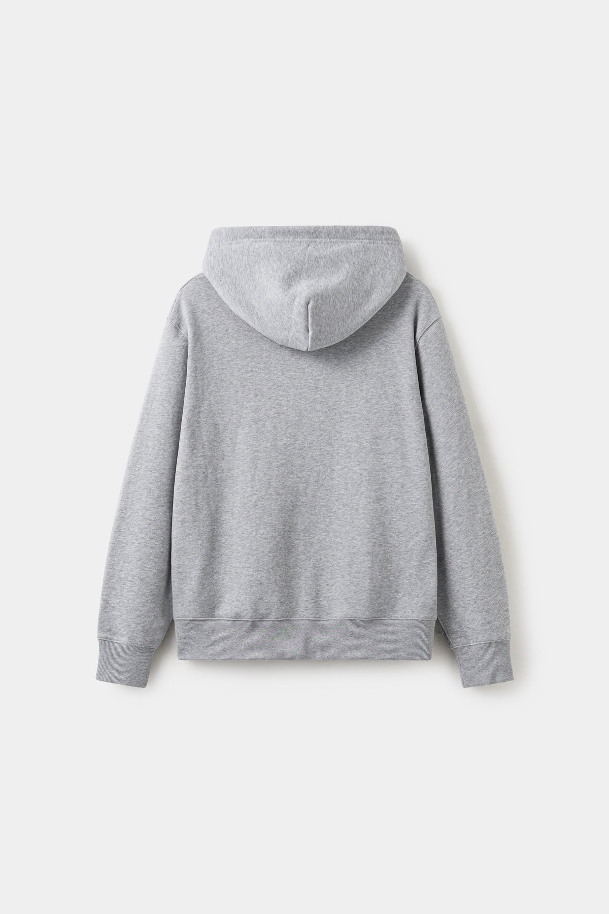 Back view of the grey marl Mystery Cats Hoodie, left plain.