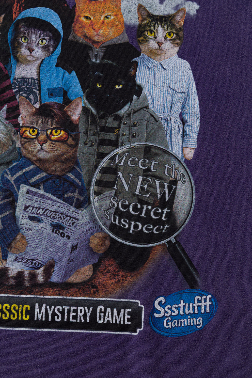 Detail of the cat characters and the Ssstufff Gaming logo at the bottom of the print.
