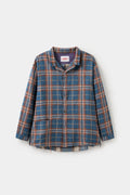 Raw Edge Plaid Shirt in blue and orange check, with every seam left unfinished.