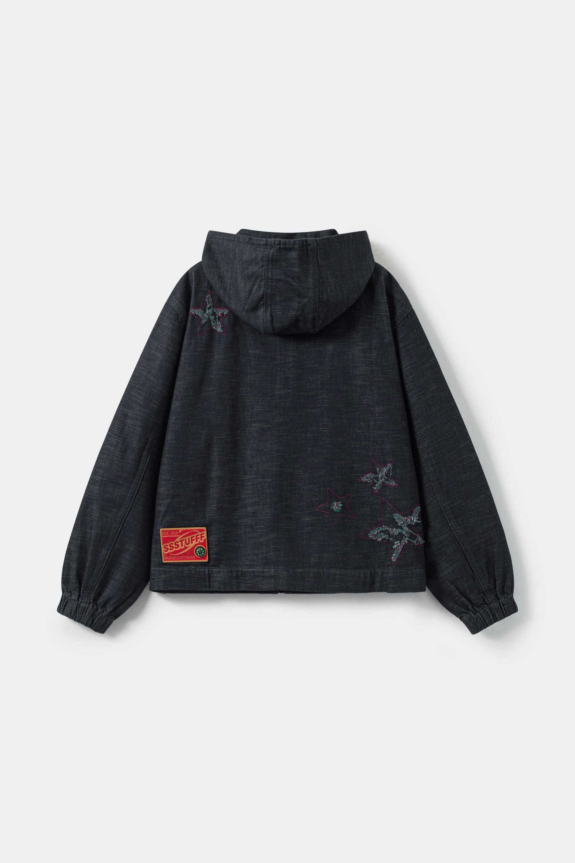 Starfff Embroidery Denim Zip Up Jacket