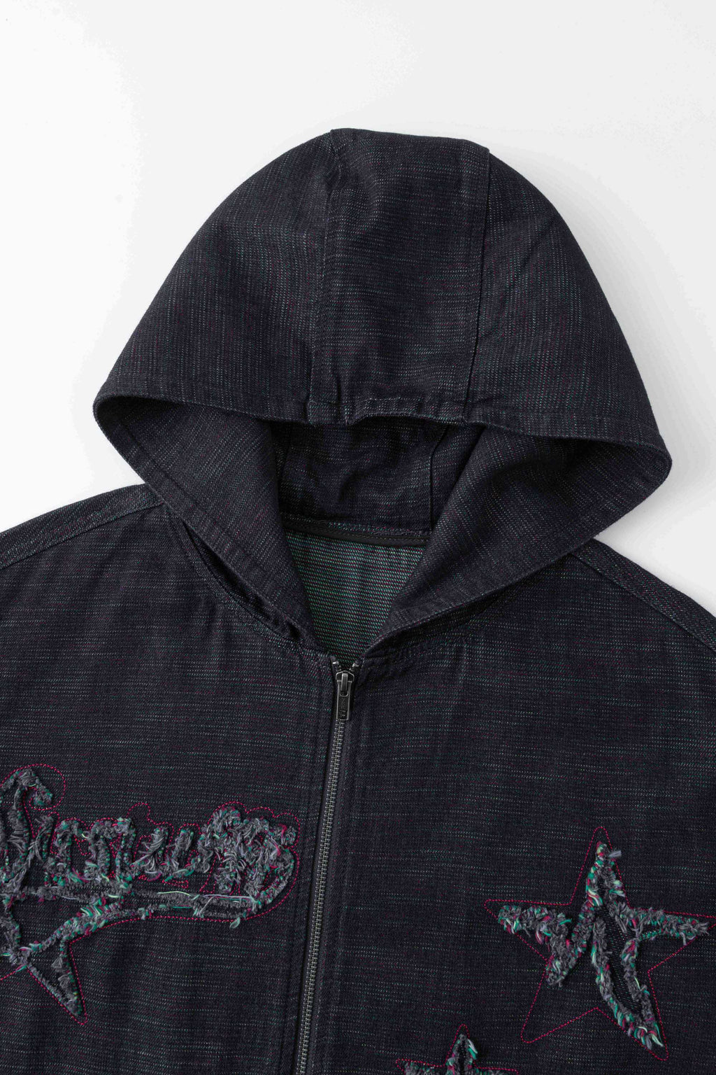 Starfff Embroidery Denim Zip Up Jacket