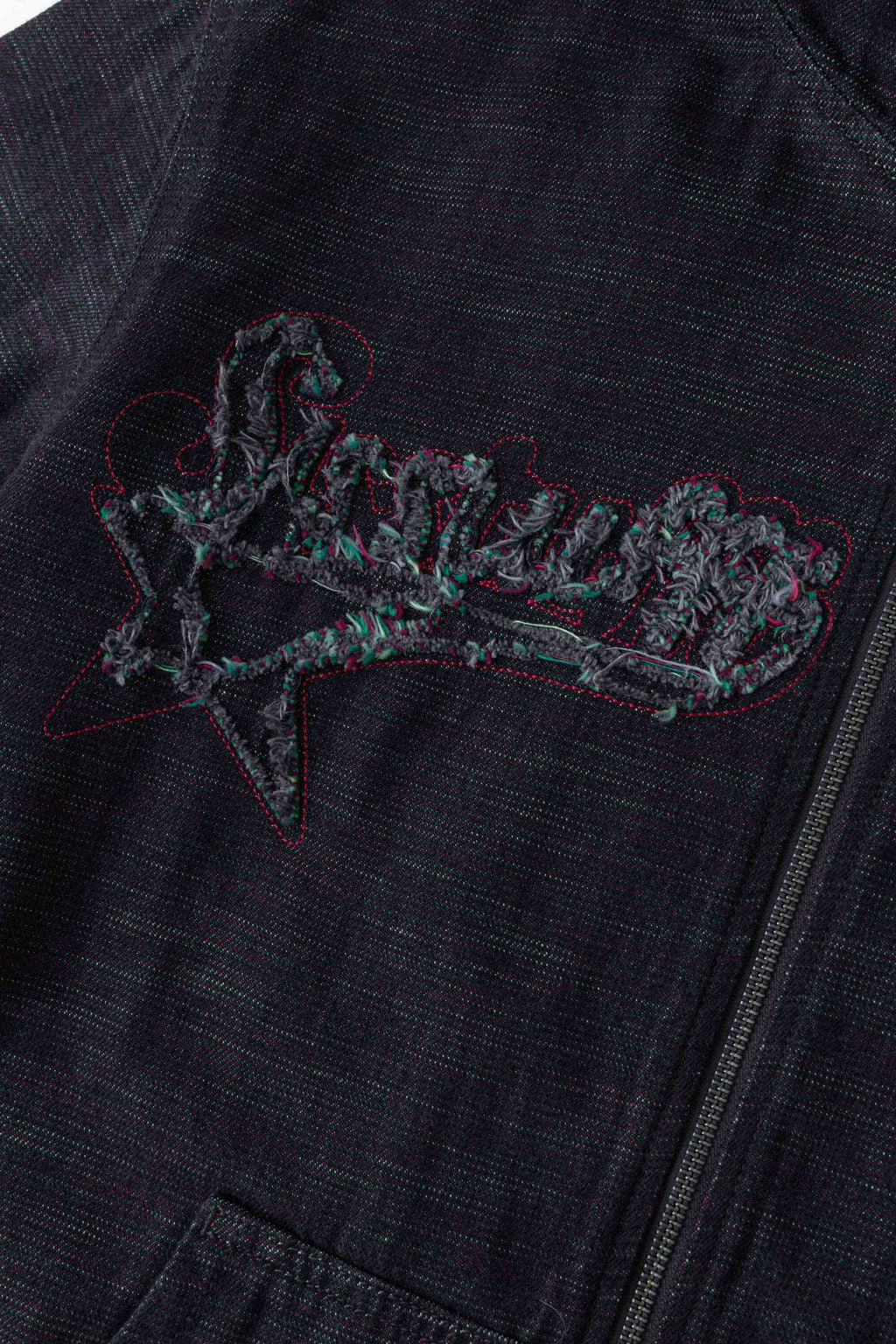 Starfff Embroidery Denim Zip Up Jacket