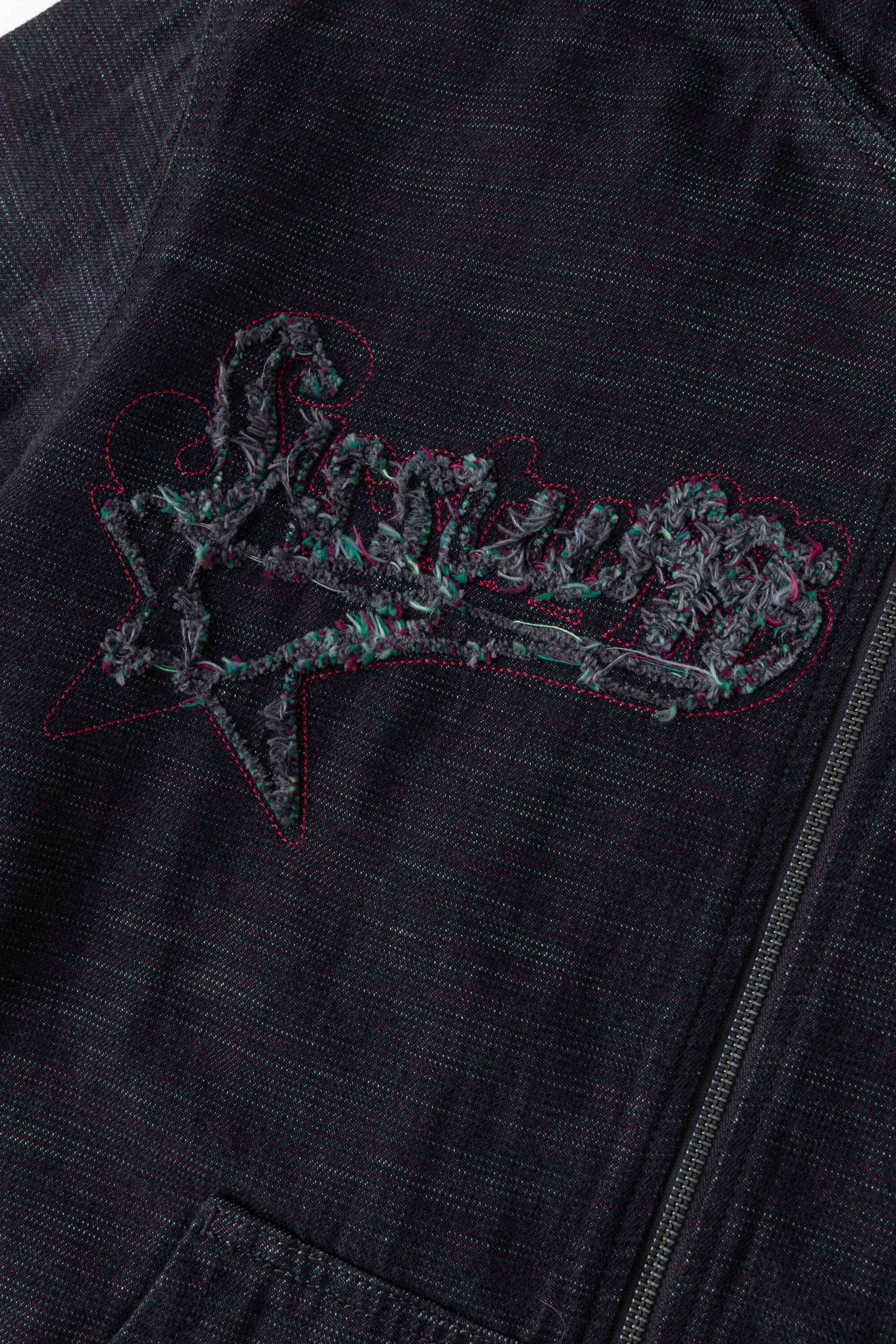 Starfff Embroidery Denim Zip Up Jacket