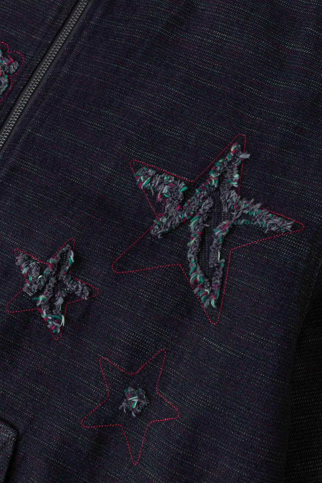 Starfff Embroidery Denim Zip Up Jacket