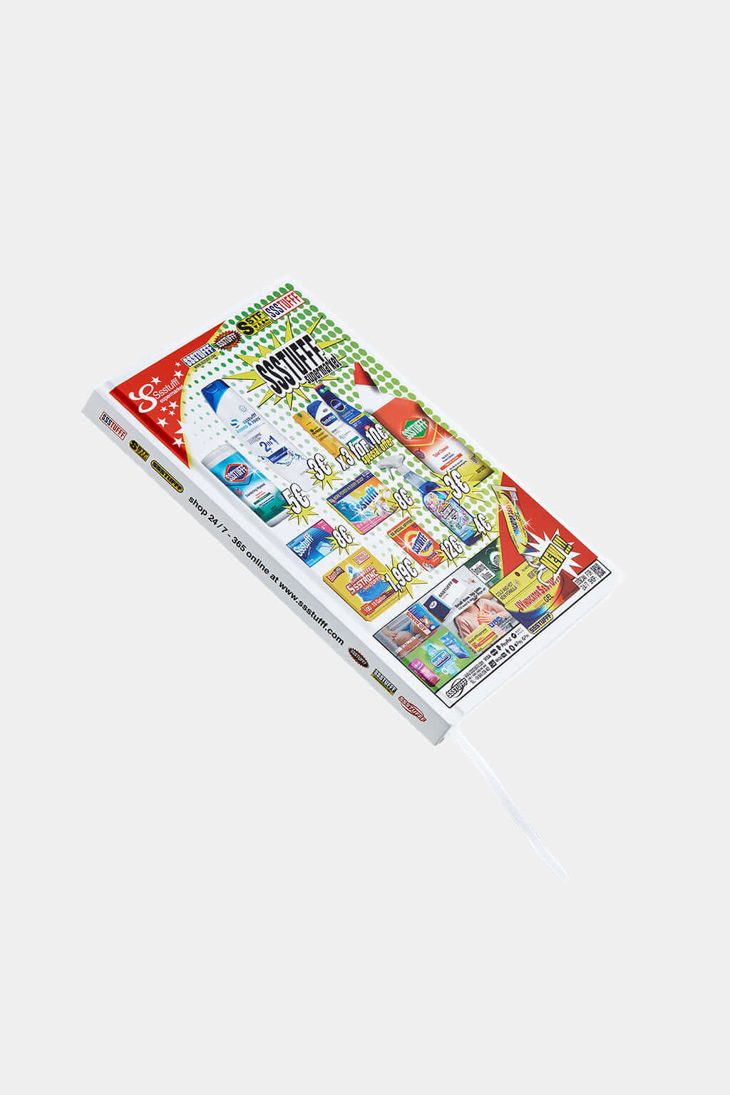 Catalogue Hardcover Notebook shown closed at an angle, cover collage and white page block visible