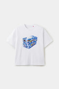 Tissue Paper Box Tee in white, a short-sleeve crewneck with a large blue Ssstufff tissue box print at the chest.